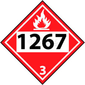 DOT Placard, 1267 3, 10-3/4" X 10-3/4", White/Red/Black