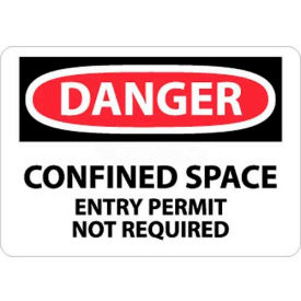 Danger Confined Space Entry Permit Not Required, 7" X 10", White/Red/Black