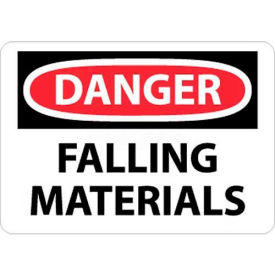 OSHA Sign, Danger Falling Materials, 10" X 14", White/Red/Black
