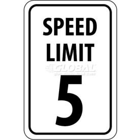 Traffic Sign, 5 MPH Speed Limit Sign, 24" X 18", White/Black