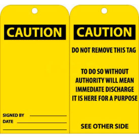 Tags, Caution, 6" X 3", Yellow/Black, 25/Pk
