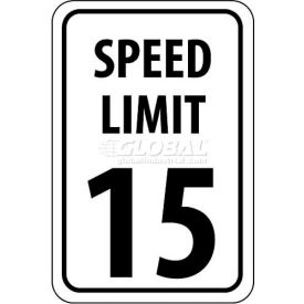 Traffic Sign, 15 MPH Speed Limit Sign, 18" X 12", White/Black