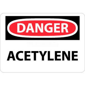 Danger Acetylene Sign, 7" X 10", White/Red/Black