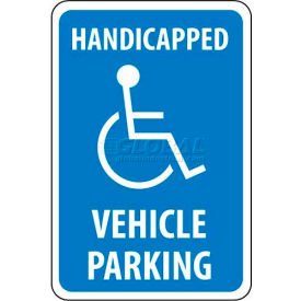 Traffic Sign, Handicapped Vehicle Parking, 18" X 12", White/Blue