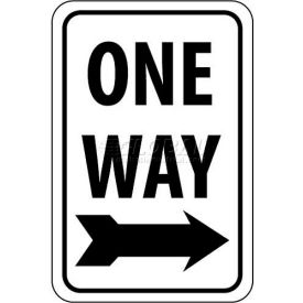 Traffic Sign, One Way With Right Arrow, 24" X 18", White/Black