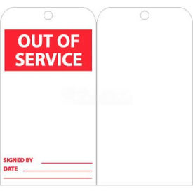 Tags, Out Of Service, 6" X 3", White/Red, 25/Pk
