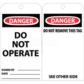 Tags, Danger Do Not Operate, 6" X 3", White/Red/Black, 25/Pk