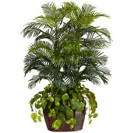 4.5' Double Areca with Vase & Pothos Silk Plant