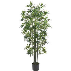 Nearly Natural 6' Bamboo Silk Tree, Green Trunks