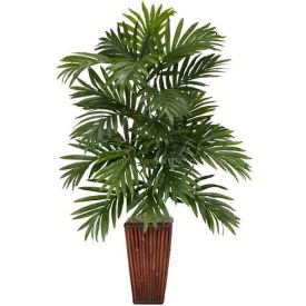 Areca Palm with Bamboo Vase Silk Plant