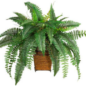 Boston Fern with Wicker Basket Silk Plant