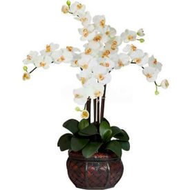 Nearly Natural Phalaenopsis with Decorative Vase Silk Flower Arrangement, Cream