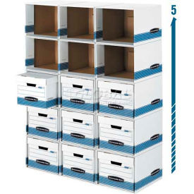 Bankers Letter/Legal Box File/Cube Box Shell, 15"L x 12"W x 10"H, White & Blue