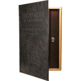 Large Antique Book Diversion Safe with Key Lock, 8-3/4"W x 2-3/4"D x 13"H, Brown