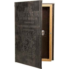 Antique Book Diversion Safe with Key Lock, 7"W x 2-3/4"D x 10-3/4"H, Brown