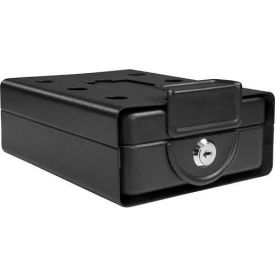 Key Lock Compact Safe with Mounting Sleeve, 7-29/32"W x 6-1/4"D x 2-3/4"H, Black