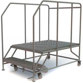 Mobile 2 Step Steel Work Platform Ladder - 800 Lb. Capacity - 36"W X 48"L