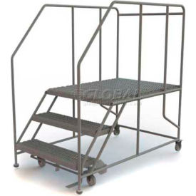 Mobile 3 Step Steel 36"W X 48"L Work Platform Ladder - 800 Lb. Capacity