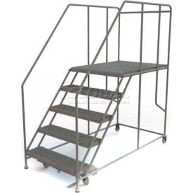 Mobile 5 Step Steel 36"W X 48"L Work Platform Ladder - 800 Lb. Capacity