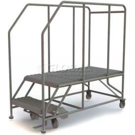 Mobile 2 Step Steel 24"W X 48"L Work Platform Ladder - 800 Lb. Capacity