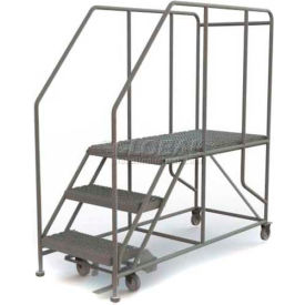 Mobile 3 Step Steel 24"W X 48"L Work Platform Ladder - 800 Lb. Capacity