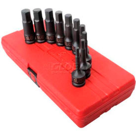 10 PC. 1/2" Drive 6MM-19MM Metric Impact Hex Driver Set With Blow Molded Case