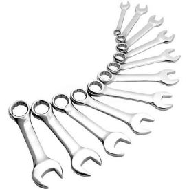 11 PC. Full Polish 3/8"-1" SAE Stubby Combination Wrench Set W/ Carry Case