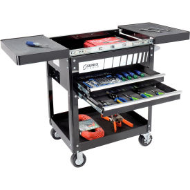 29" 2 Drawer Slide Top Black Tool Cart W/ 5" Casters