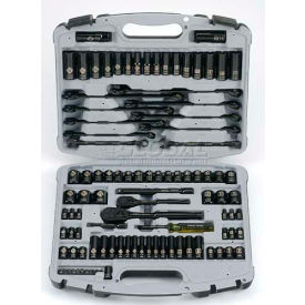 99 PC. 1/4" & 3/8" SAE/Metric Black Chrome Laser Etched Socket Set