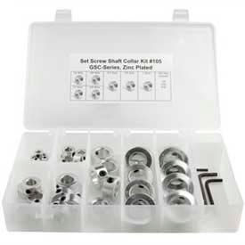 Set Screw Collar Kit, 38-Piece, Zinc Plated