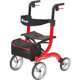 4-Wheel Nitro Rollator, Euro Style, Aluminum, Red