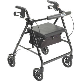 Aluminum Rollator with 6" Casters, Fold Up and Removable Back Support, Padded Seat, Black
