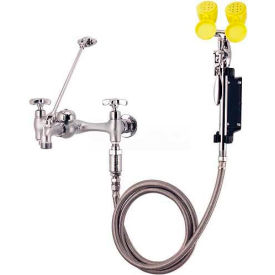 Eyesaver Service Sink Faucet with Fixed Mount Eyewash, Chrome & Yellow