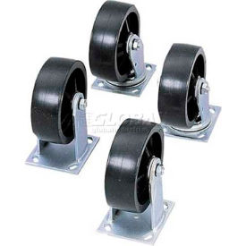 6" Casters Set of 4 with 2 Fixed and 2 Plain Swivel with Brakes