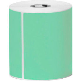 Perforated Paper Labels, 4"Wx 6"L, 1" Core, 5"OD, Green, 6/Pack