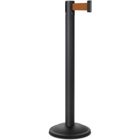 Basic Stanchion, 38-1/2" Black Wrinkle Post, 10' Retractable Bronze Belt