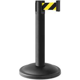 Contempo Exhibit Post, 24" Black Post, 10' Black/Yellow Belt