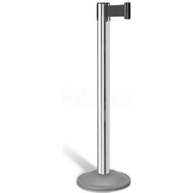Basic Stanchion, 38.5"H Chrome Post, 10'L Retractable Black Belt
