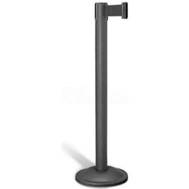 Basic Stanchion, 38.5"H Wrinkle Black Post, 10'L Retractable Black Belt