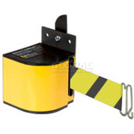 Warehouse Safety Retractable Belt Barrier, Yellow Case with 18' Black/Yellow Belt