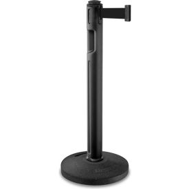 Tempest Retractable Belt Barrier, 38-1/4" Black Post, 12' Black Belt
