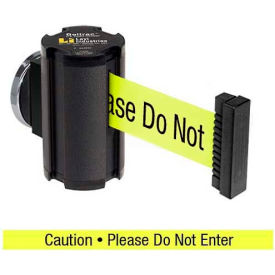 Magnetic Retractable Belt Barrier, Black Wrinkle Case with 10' Neon Yellow "Caution" Belt