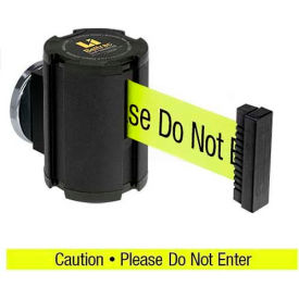 Magnetic Retractable Belt Barrier, Black Wrinkle W/15' Neon Yellow "Caution" Belt