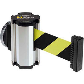 Magnetic Retractable Belt Barrier, Chrome Case W/10' Black/Yellow Belt