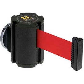 Magnetic Retractable Belt Barrier, Black Wrinkle Case With 15' Red Belt