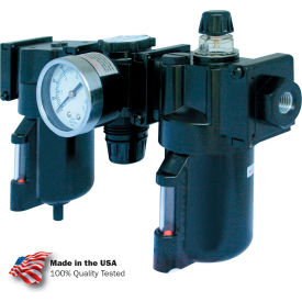 3/8" Modular FRL with End Ports, Gauge, Poly Bowl, Manual & Fog Lubricator