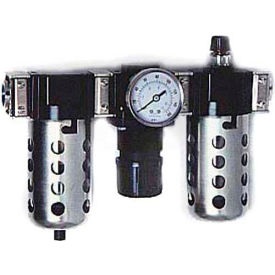 3/8" Modular FRL with end ports, Metal Bowl with Sight, Manual and Ultra Fog Lubricator