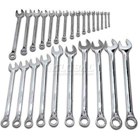 SAE Combination Wrench Set, 6 & 12 Pt, 1/4 - 2" Opening Sizes, 26 Pcs