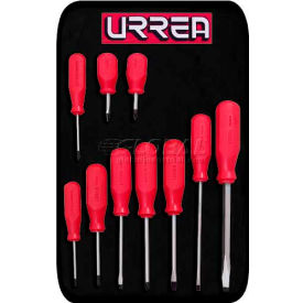 Red Handled Screwdriver Set, Flat, Cabinet & Phillips Tip, 10 Pieces