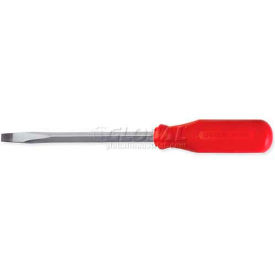 Red Handled Screwdriver, Slotted Tip, 7-15/16"L, 4" X 1/4" Square Shank
